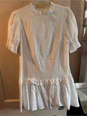 B Darlin White Eyelet Ruffle Short Sleeve Dress